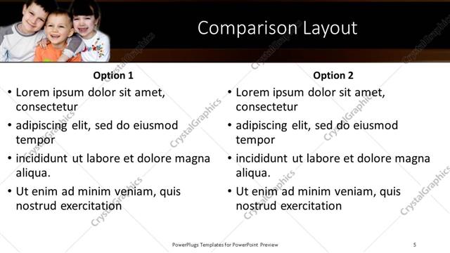 Comparison presentation slide layout