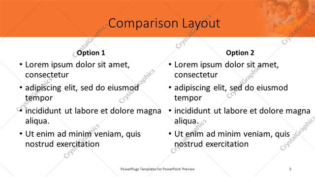 Comparison presentation slide layout