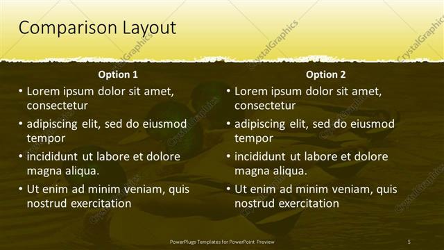 Comparison presentation slide layout