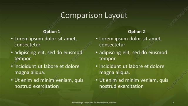 Comparison presentation slide layout