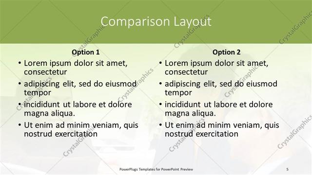 Comparison presentation slide layout