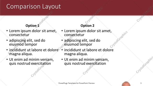Comparison presentation slide layout