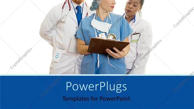  Presentation with patients - Three medical doctors looking over a patients medical record