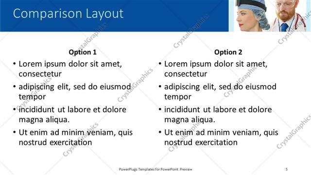 Comparison presentation slide layout