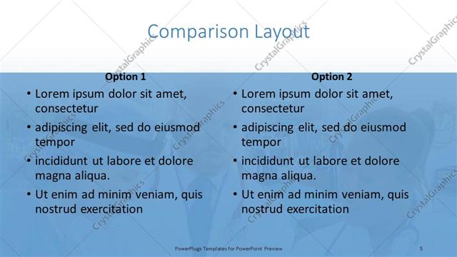 Comparison presentation slide layout