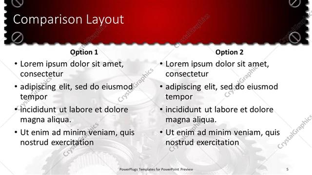Comparison presentation slide layout