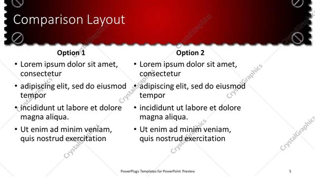 Comparison presentation slide layout
