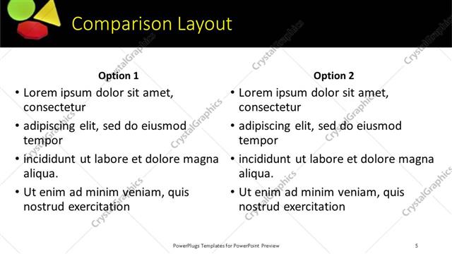 Comparison presentation slide layout