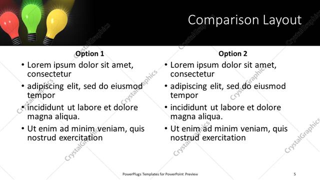 Comparison presentation slide layout