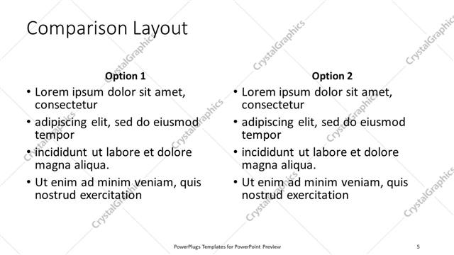 Comparison presentation slide layout