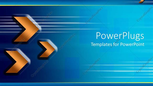  Presentation with heads - Three orange arrow heads depicting motion and three green, orange and red squares