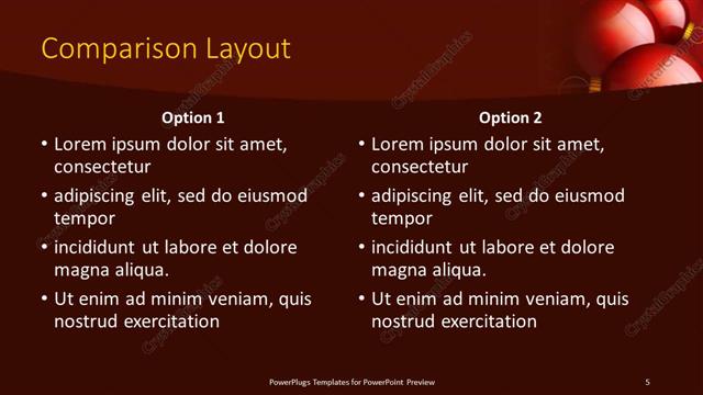 Comparison presentation slide layout