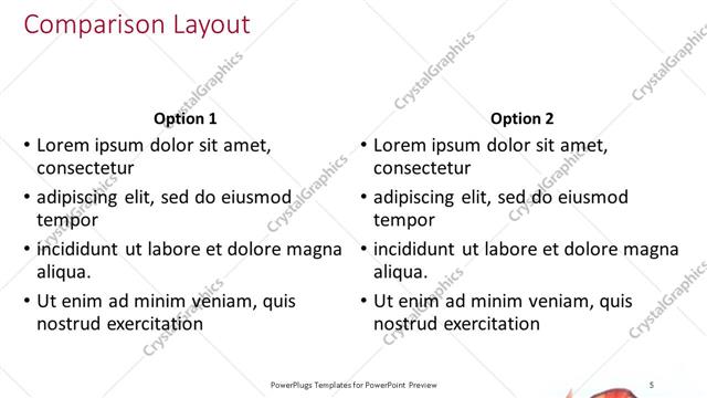 Comparison presentation slide layout