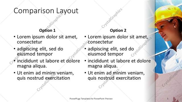 Comparison presentation slide layout