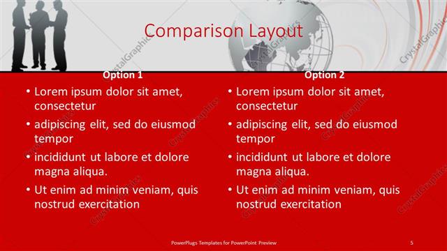 Comparison presentation slide layout