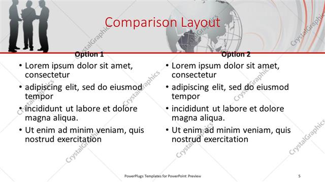 Comparison presentation slide layout
