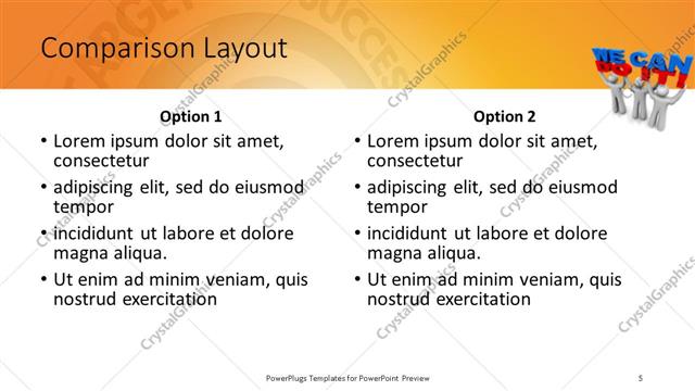 Comparison presentation slide layout