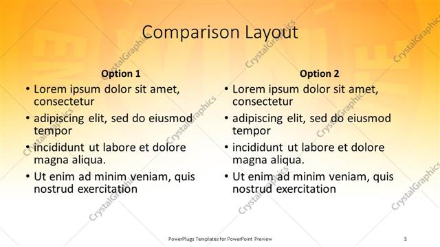 Comparison presentation slide layout