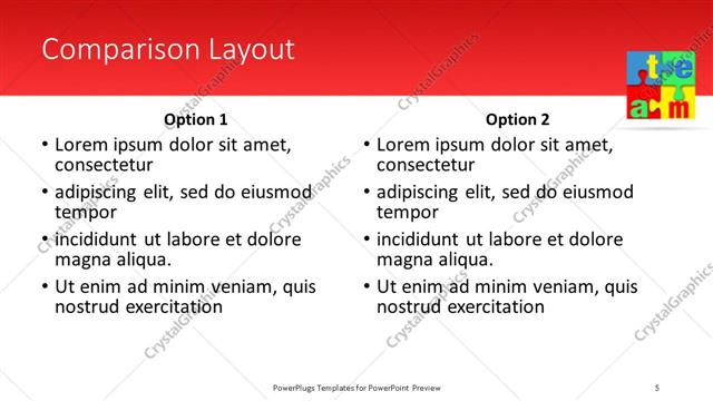 Comparison presentation slide layout