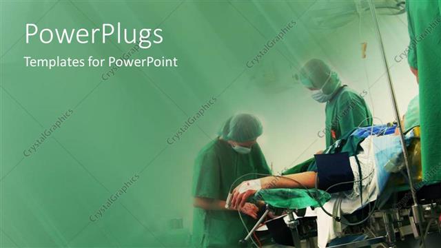  Presentation with surgical - Three people putting on surgical outfits performing an operation