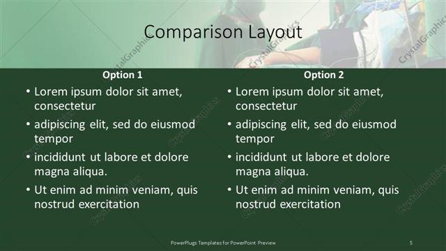 Comparison presentation slide layout