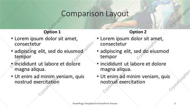 Comparison presentation slide layout