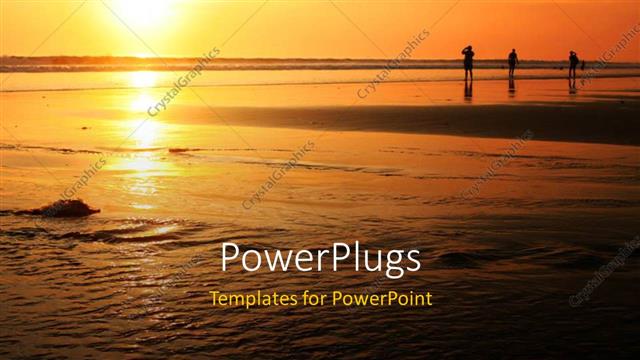  Presentation with bali - Three people standing on Bali beach with beautiful sunset in horizon?