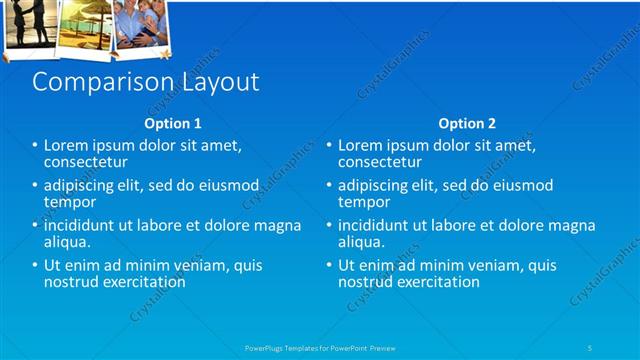 Comparison presentation slide layout