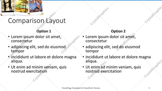 Comparison presentation slide layout