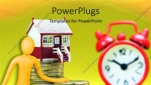  Presentation with piles - Three piles of gold coins with a 3D figure touching them