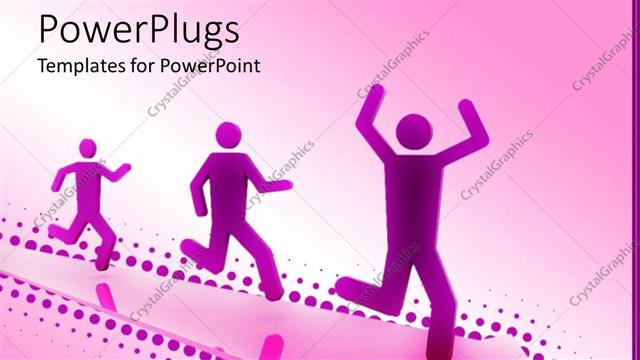  Presentation with three - Three purple figures running on arrow