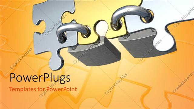  Presentation with together puzzle pieces - Three puzzle pieces locked together with yellowish background