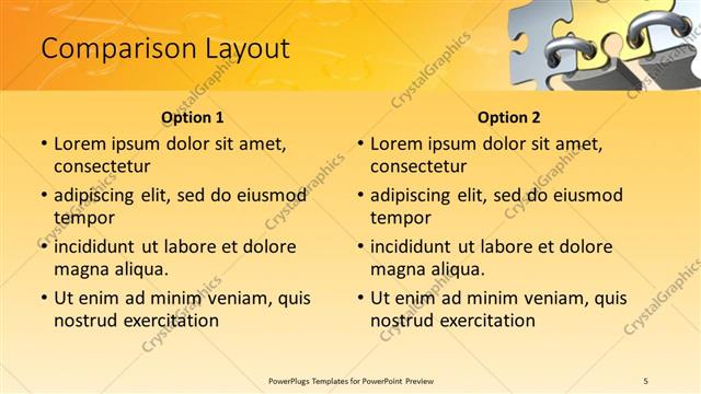 Comparison presentation slide layout