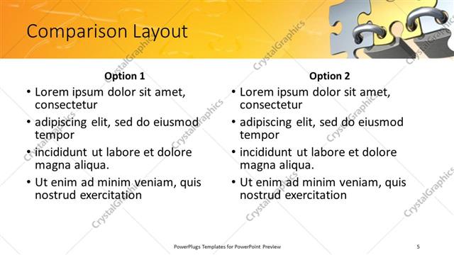 Comparison presentation slide layout