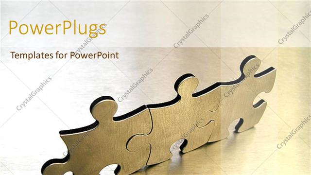  Presentation with together puzzle pieces - Three puzzle pieces together with brownish background