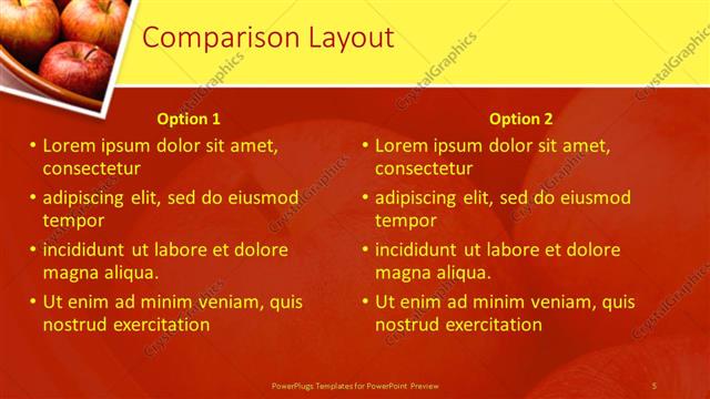Comparison presentation slide layout