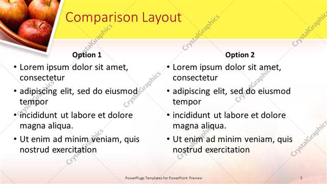 Comparison presentation slide layout