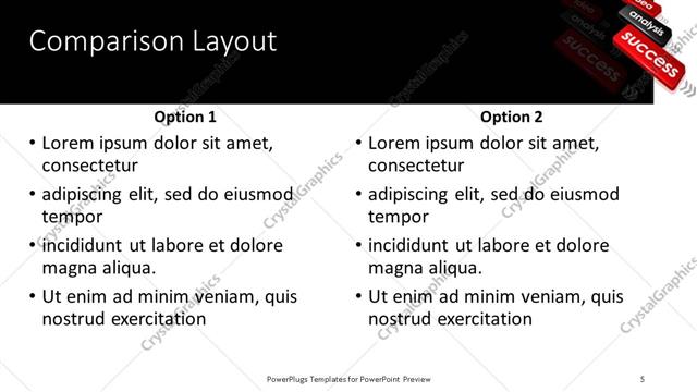 Comparison presentation slide layout
