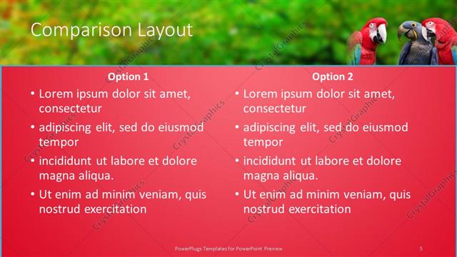 Comparison presentation slide layout