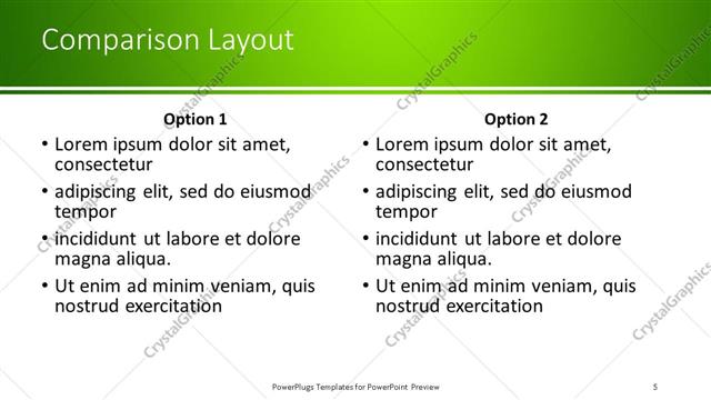 Comparison presentation slide layout