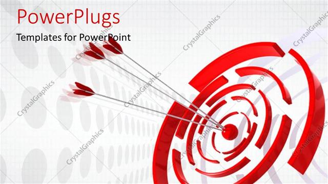  Presentation with target - Three red dart hitting the Bulls eye of a red and white target?