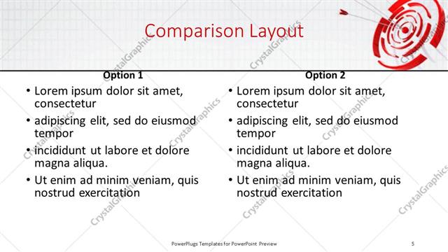Comparison presentation slide layout