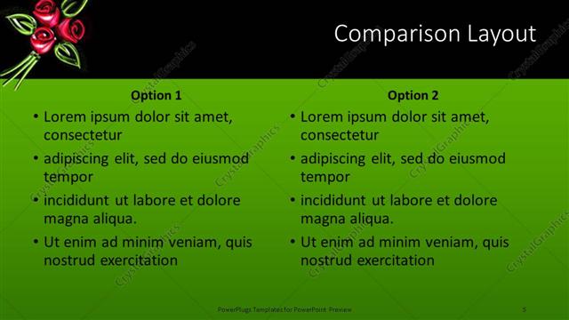 Comparison presentation slide layout