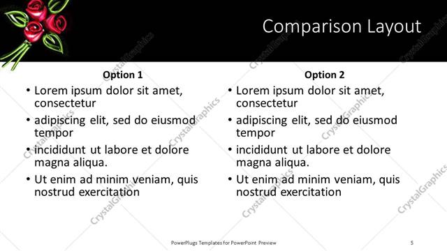 Comparison presentation slide layout