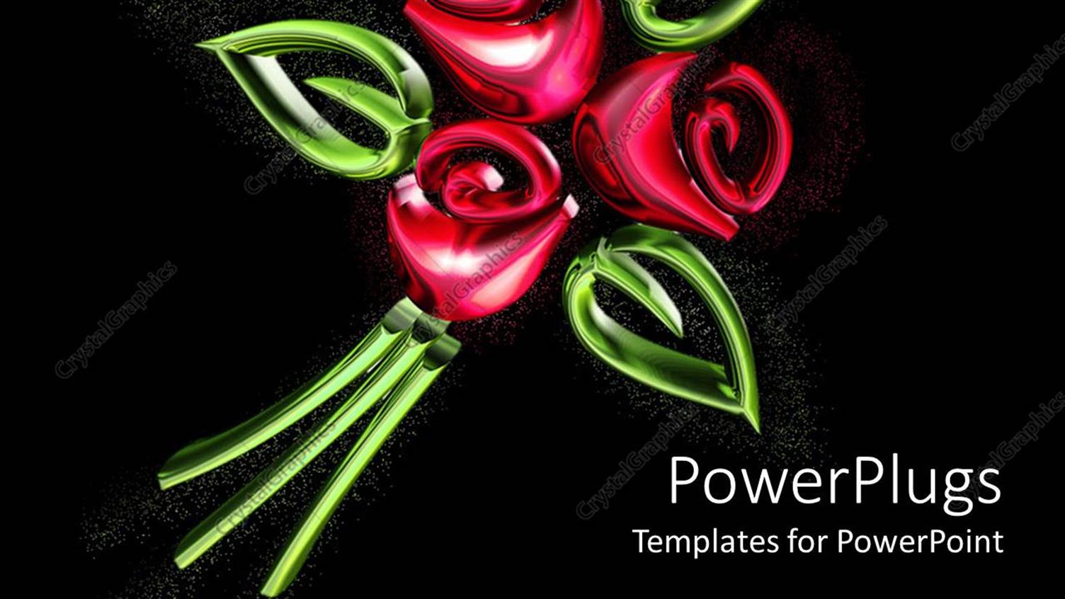 Featuring Three Red Roses with Three Leaves