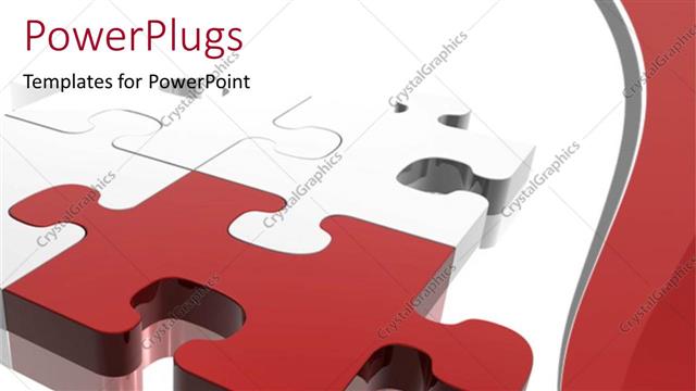  Presentation with together puzzle pieces - Three red and white puzzle pieces joined together