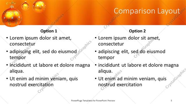 Comparison presentation slide layout