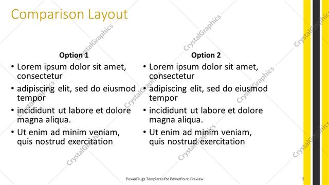 Comparison presentation slide layout
