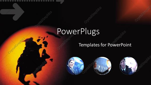  Presentation with red spheres - Three spheres depicting business people in front of globe on dark background