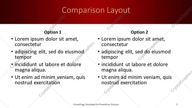 Comparison presentation slide layout